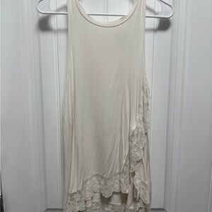American Eagle Outfitters Cream Lace Tank Top